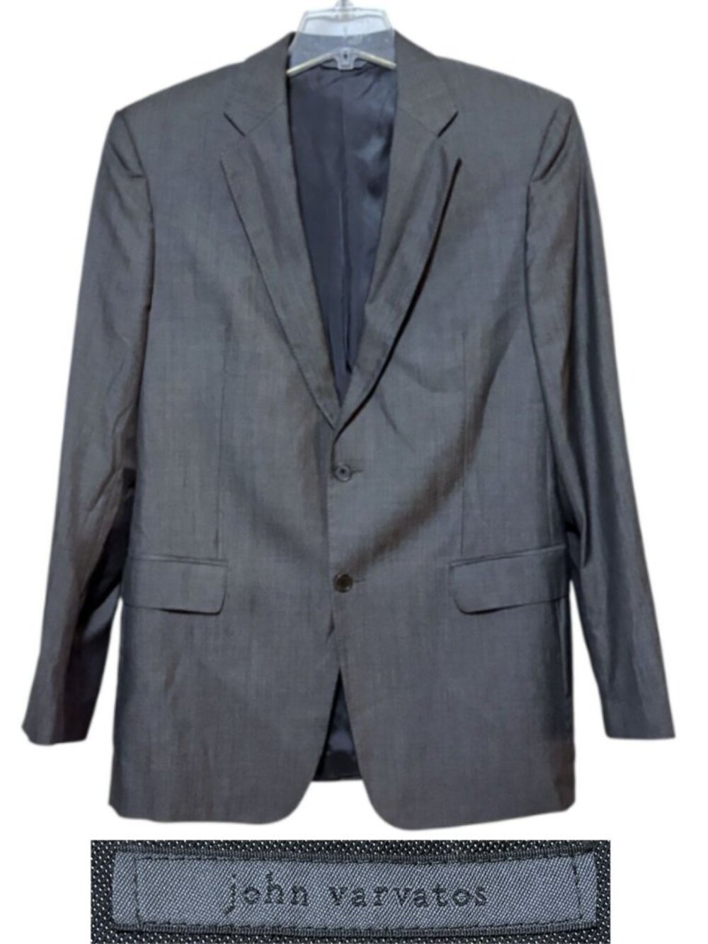 John Varvatos Wool Silk Jacket Blazer Sharkskin Microcheck ITALY 50 L IT 40 US